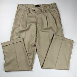 IZOD Mens 33x30 Khaki Dress Pants Cool Classic Pleated Golf Work Casual